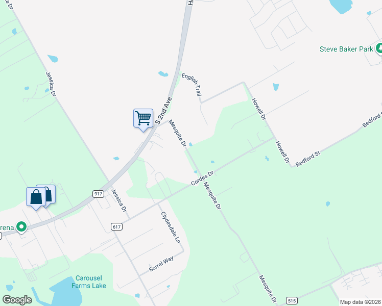 map of restaurants, bars, coffee shops, grocery stores, and more near 2734 Mesquite Drive in Venus