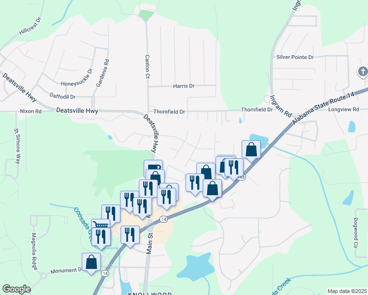 map of restaurants, bars, coffee shops, grocery stores, and more near 470 Redbud Road in Millbrook