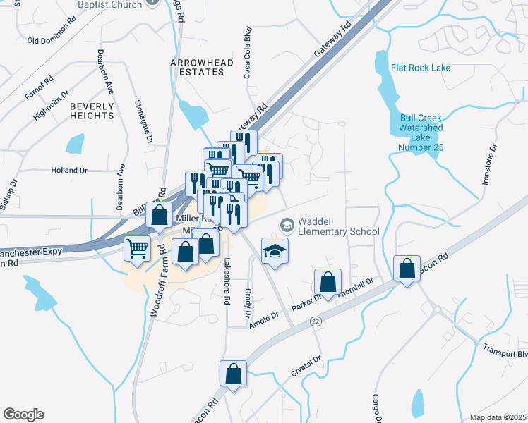 map of restaurants, bars, coffee shops, grocery stores, and more near 6237 Olde Towne Drive in Columbus