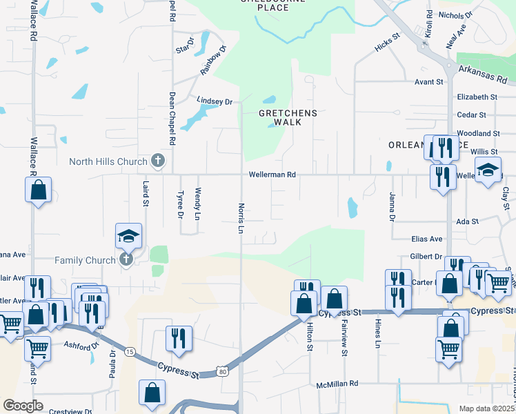 map of restaurants, bars, coffee shops, grocery stores, and more near 706 Norris Ln in West Monroe