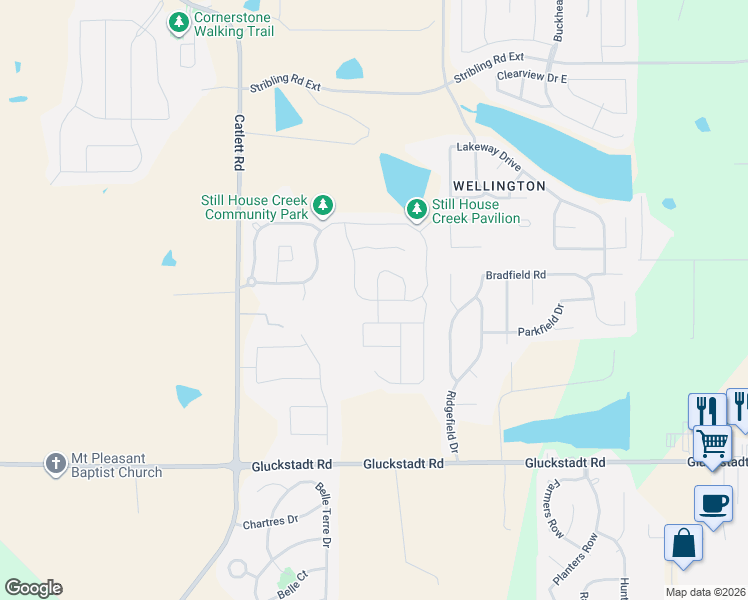 map of restaurants, bars, coffee shops, grocery stores, and more near 215 Still House Creek Drive in Madison