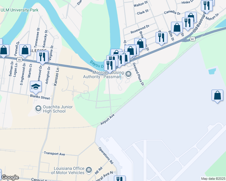 map of restaurants, bars, coffee shops, grocery stores, and more near 211 Chatham St in Monroe