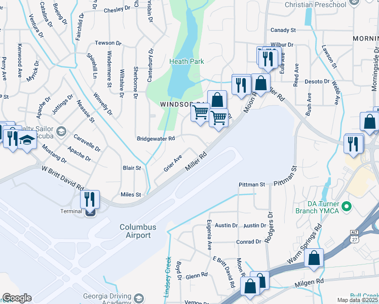 map of restaurants, bars, coffee shops, grocery stores, and more near 3750 Grier Avenue in Columbus