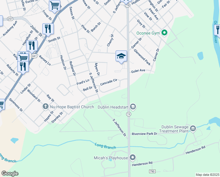 map of restaurants, bars, coffee shops, grocery stores, and more near 215 Cascade Circle in Dublin