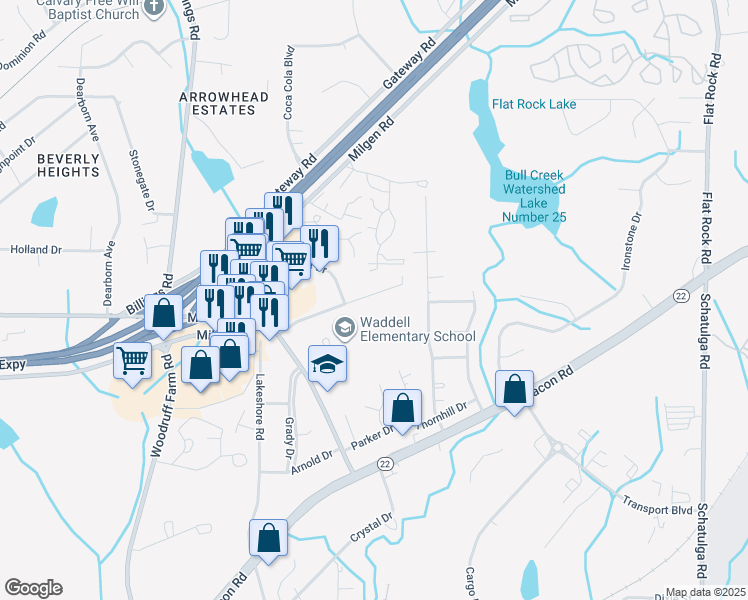 map of restaurants, bars, coffee shops, grocery stores, and more near 6320 Olde Towne Drive in Columbus