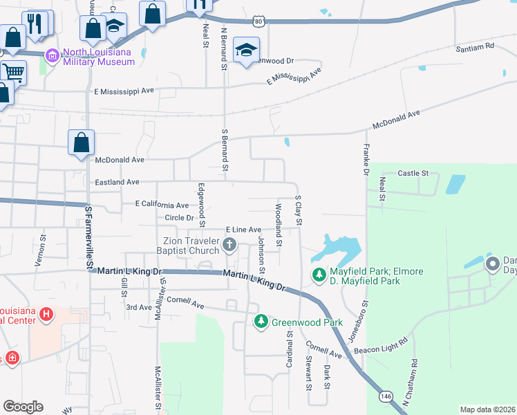 map of restaurants, bars, coffee shops, grocery stores, and more near 1307 Alpine Avenue in Ruston