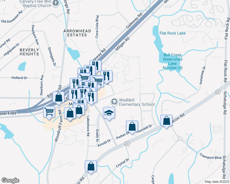 map of restaurants, bars, coffee shops, grocery stores, and more near 6261 Olde Towne Drive in Columbus