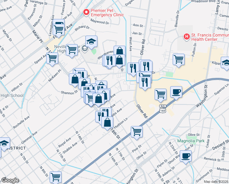map of restaurants, bars, coffee shops, grocery stores, and more near 1914-1998 Roselawn Ave in Monroe
