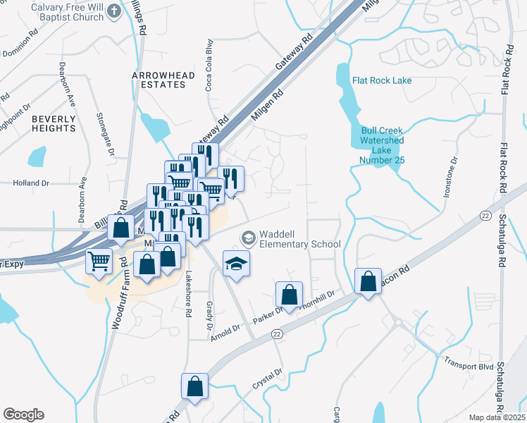 map of restaurants, bars, coffee shops, grocery stores, and more near 6320 Olde Towne Drive in Columbus
