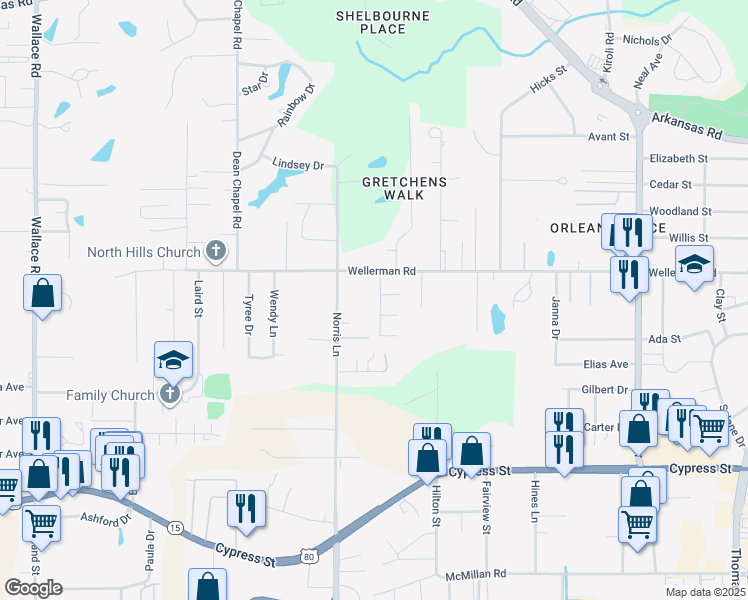 map of restaurants, bars, coffee shops, grocery stores, and more near 706 Norris Ln in West Monroe