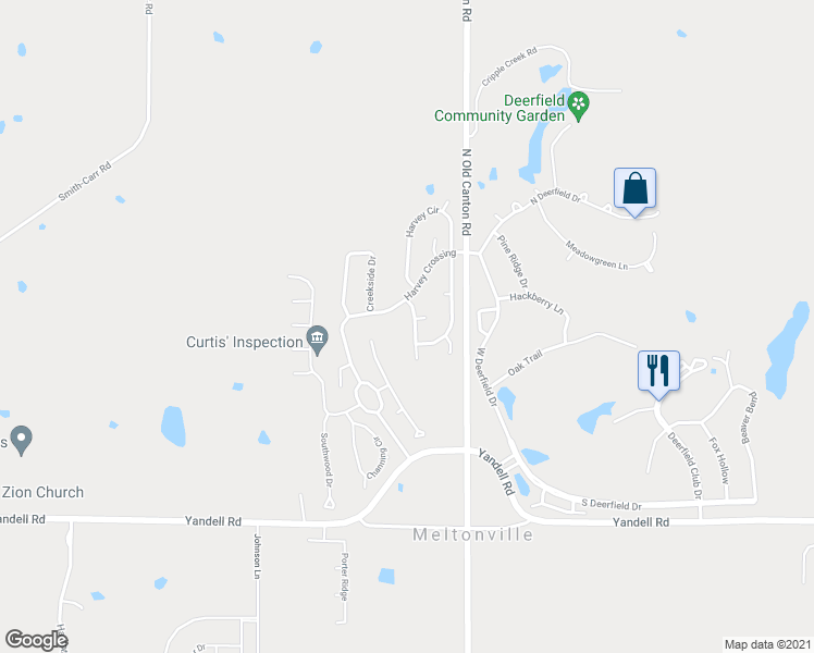 map of restaurants, bars, coffee shops, grocery stores, and more near 107 Bankside Drive in Canton