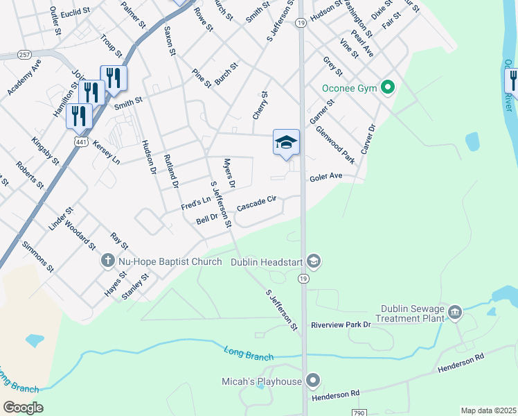 map of restaurants, bars, coffee shops, grocery stores, and more near 215 Cascade Circle in Dublin