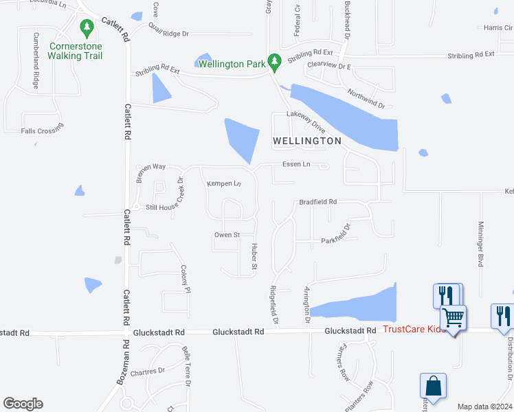 map of restaurants, bars, coffee shops, grocery stores, and more near 180 Still House Creek Drive in Madison