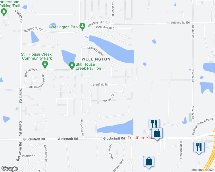 map of restaurants, bars, coffee shops, grocery stores, and more near 100 Wayfield Cove in Madison