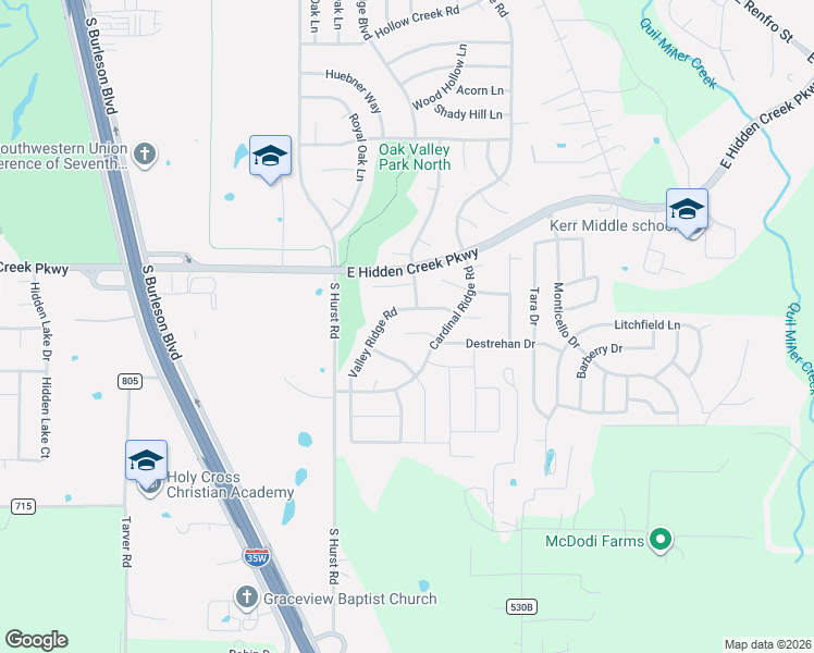 map of restaurants, bars, coffee shops, grocery stores, and more near 1020 Destrehan Drive in Burleson