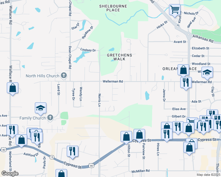 map of restaurants, bars, coffee shops, grocery stores, and more near 706 Norris Ln in West Monroe