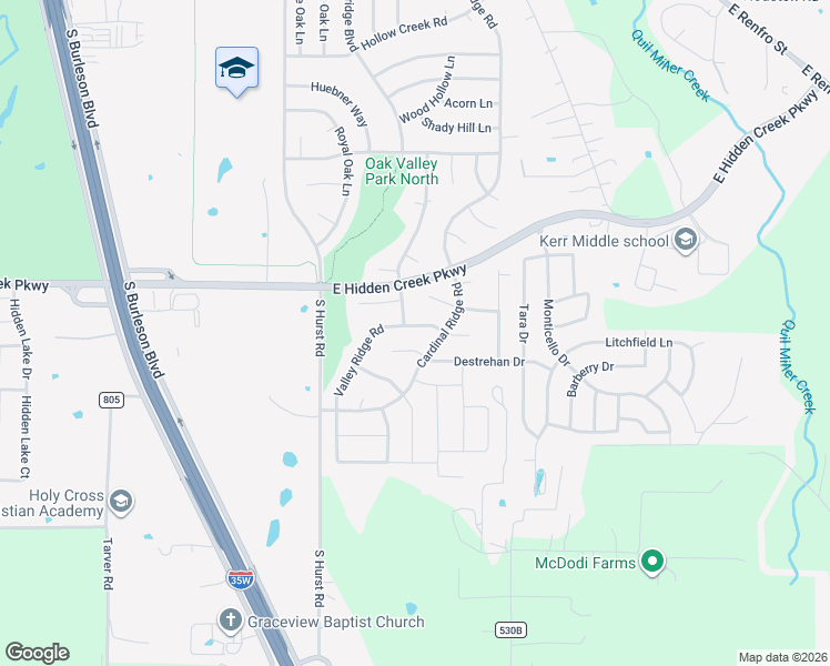 map of restaurants, bars, coffee shops, grocery stores, and more near 917 Valley Terrace Road in Burleson
