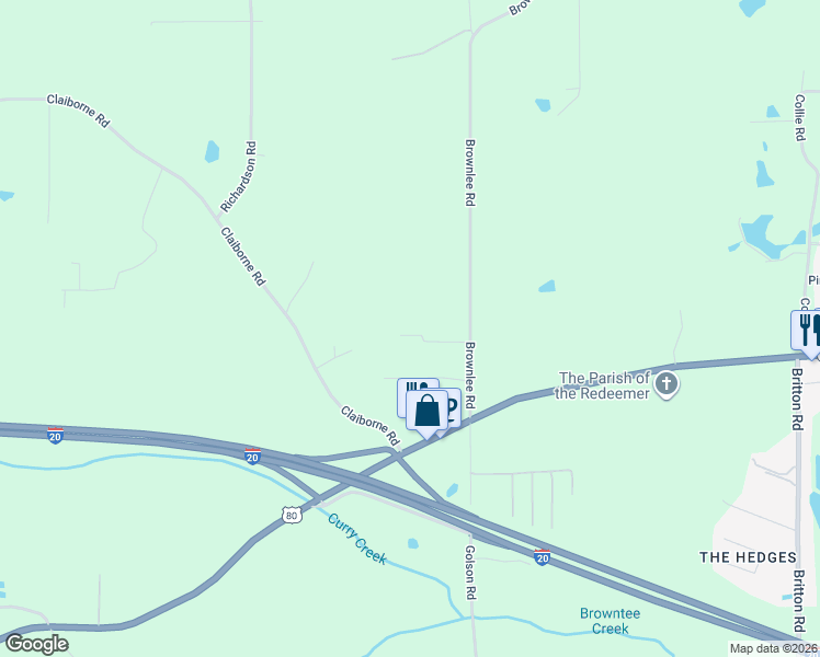 map of restaurants, bars, coffee shops, grocery stores, and more near 189 Brownlee Road in Calhoun