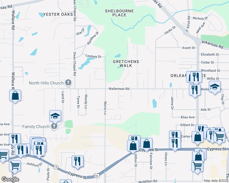 map of restaurants, bars, coffee shops, grocery stores, and more near 1827 Wellerman Road in West Monroe