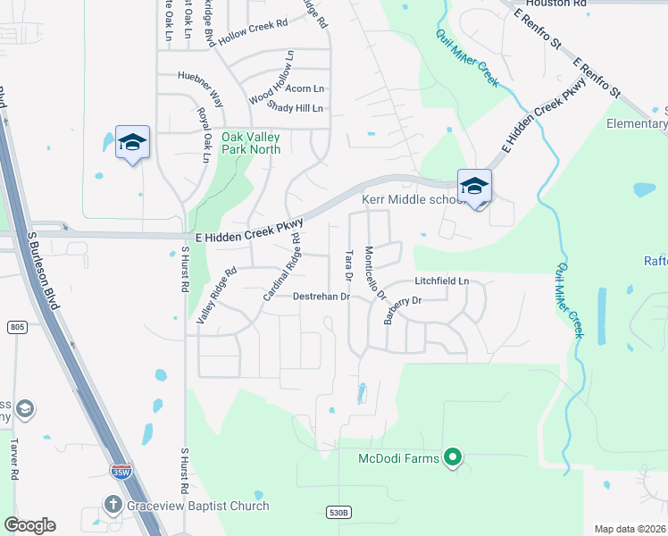 map of restaurants, bars, coffee shops, grocery stores, and more near 1109 Garden Ridge Drive in Burleson