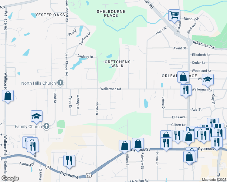 map of restaurants, bars, coffee shops, grocery stores, and more near 100 Gretchen's Walk in West Monroe
