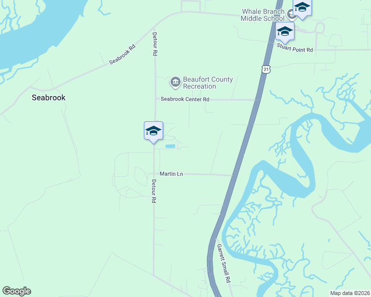 map of restaurants, bars, coffee shops, grocery stores, and more near 44 Martin Lane in Seabrook