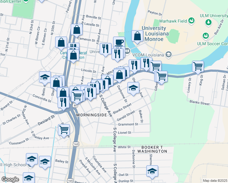 map of restaurants, bars, coffee shops, grocery stores, and more near 3903 Spurgeon Dr in Monroe