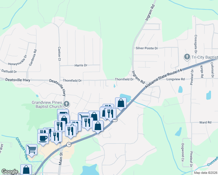 map of restaurants, bars, coffee shops, grocery stores, and more near 386 Thornfield Drive in Millbrook