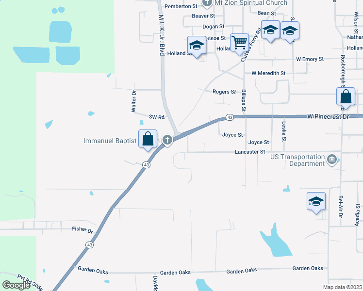 map of restaurants, bars, coffee shops, grocery stores, and more near 2301 Lane Lewis Street in Marshall
