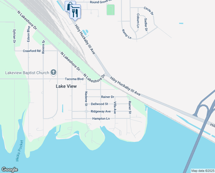 map of restaurants, bars, coffee shops, grocery stores, and more near 4134 Rockford Street in Shreveport