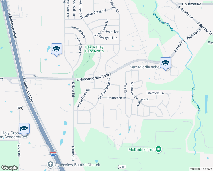 map of restaurants, bars, coffee shops, grocery stores, and more near 816 Ridge Crest Drive in Burleson