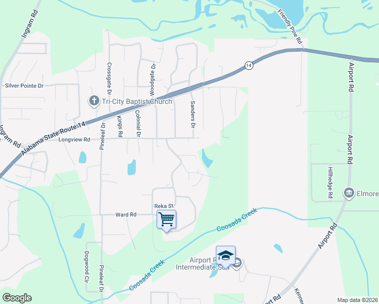map of restaurants, bars, coffee shops, grocery stores, and more near 5201 Central Street in Elmore