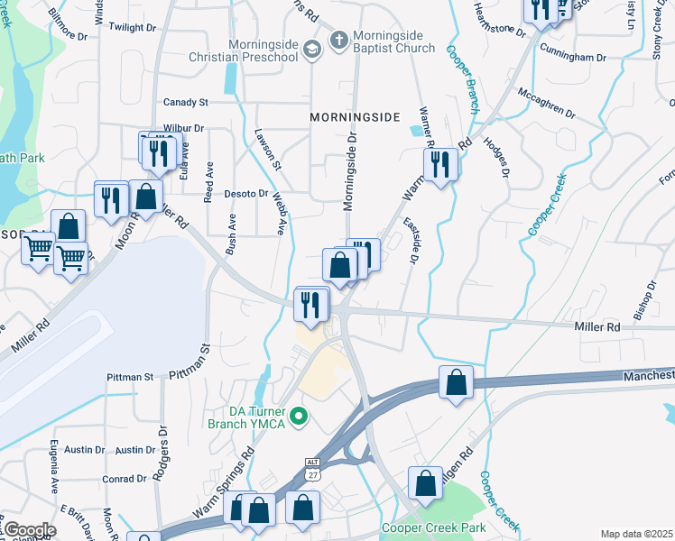 map of restaurants, bars, coffee shops, grocery stores, and more near 4523 Saunders Drive in Columbus