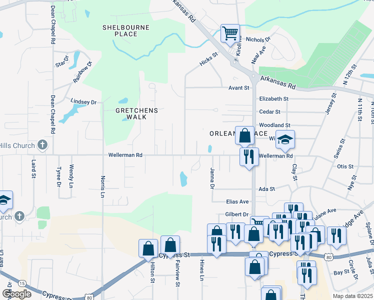 map of restaurants, bars, coffee shops, grocery stores, and more near 1628 Wellerman Road in West Monroe