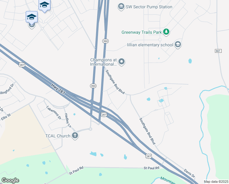 map of restaurants, bars, coffee shops, grocery stores, and more near 3815 Southgate Bend Blvd in Midlothian