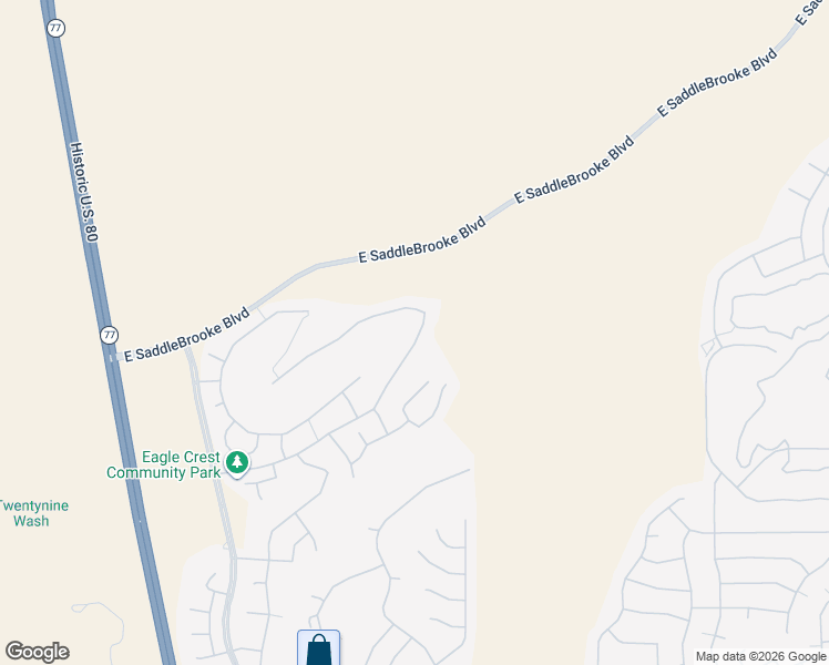 map of restaurants, bars, coffee shops, grocery stores, and more near 60958 Eagle Mountain Drive in Tucson