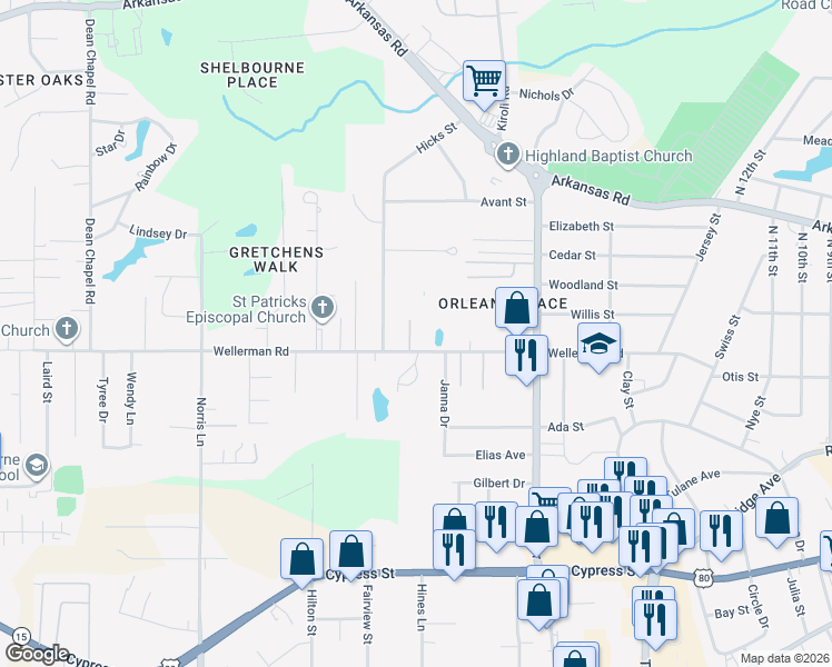 map of restaurants, bars, coffee shops, grocery stores, and more near 1616-1624 Wellerman Rd in West Monroe