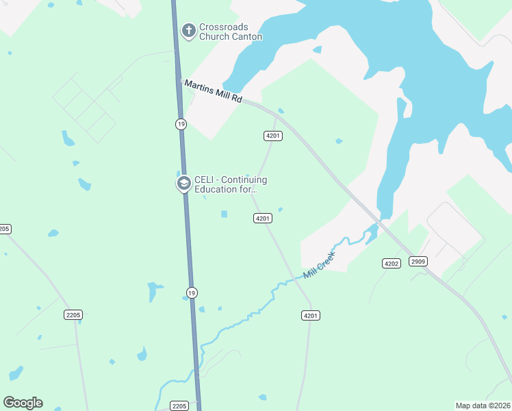 map of restaurants, bars, coffee shops, grocery stores, and more near County Road 4201 in Canton