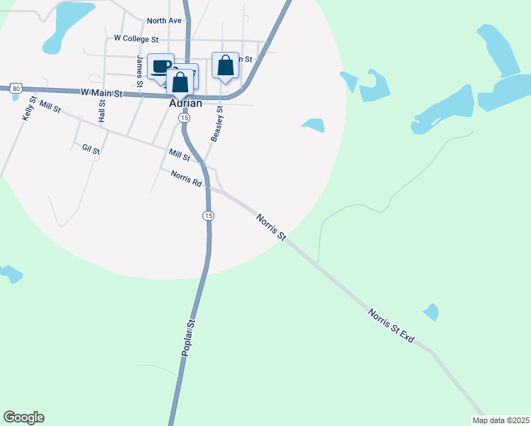 map of restaurants, bars, coffee shops, grocery stores, and more near 155 Norris Street in Adrian