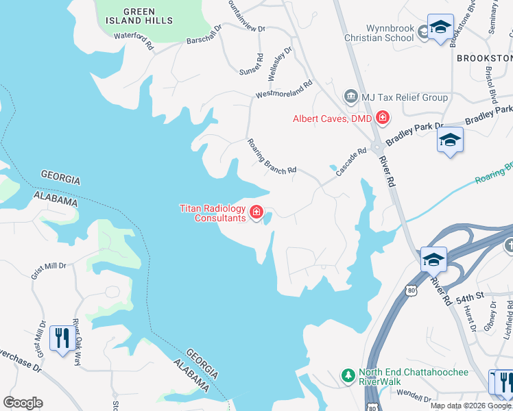 map of restaurants, bars, coffee shops, grocery stores, and more near 313 Cascade Road in Columbus