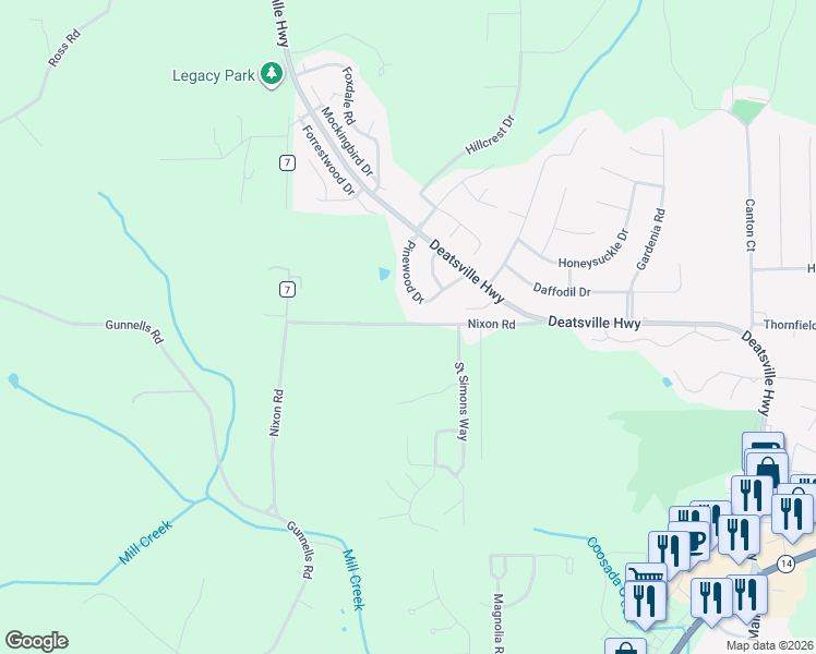 map of restaurants, bars, coffee shops, grocery stores, and more near 255 Nixon Road in Deatsville