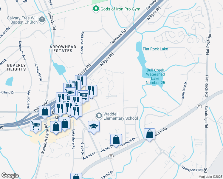 map of restaurants, bars, coffee shops, grocery stores, and more near 6515 Thea Lane in Columbus