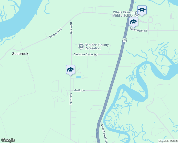 map of restaurants, bars, coffee shops, grocery stores, and more near 44 Martin Lane in Seabrook