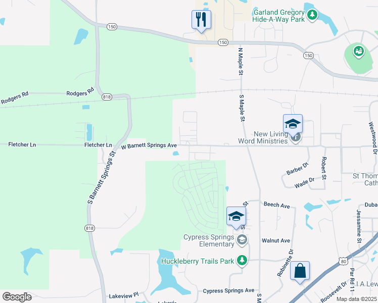 map of restaurants, bars, coffee shops, grocery stores, and more near 423 Wiltshire Lane in Ruston