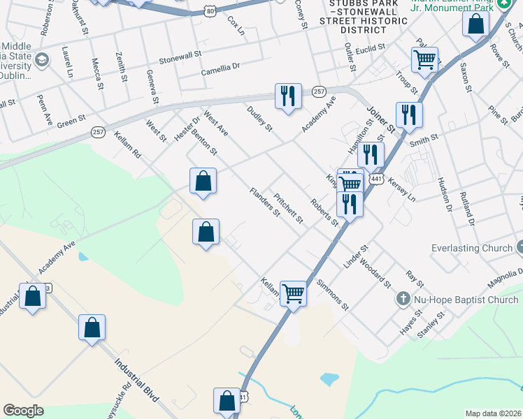 map of restaurants, bars, coffee shops, grocery stores, and more near 110 Flanders Street in Dublin