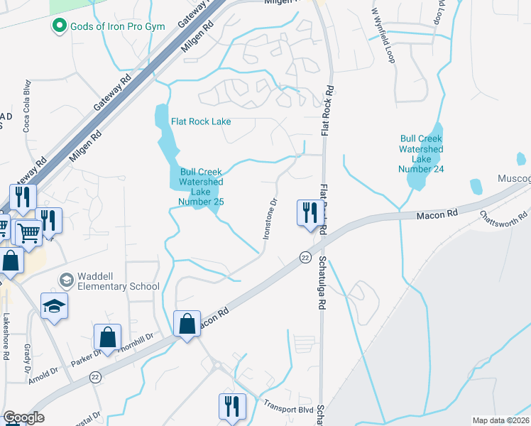 map of restaurants, bars, coffee shops, grocery stores, and more near 5769 Ironstone Drive in Columbus
