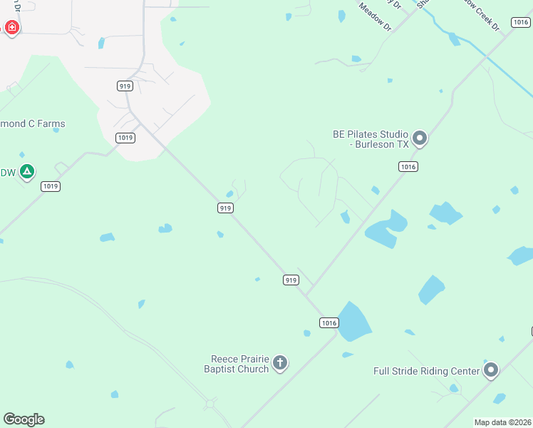map of restaurants, bars, coffee shops, grocery stores, and more near 3100 County Road 919 in Burleson