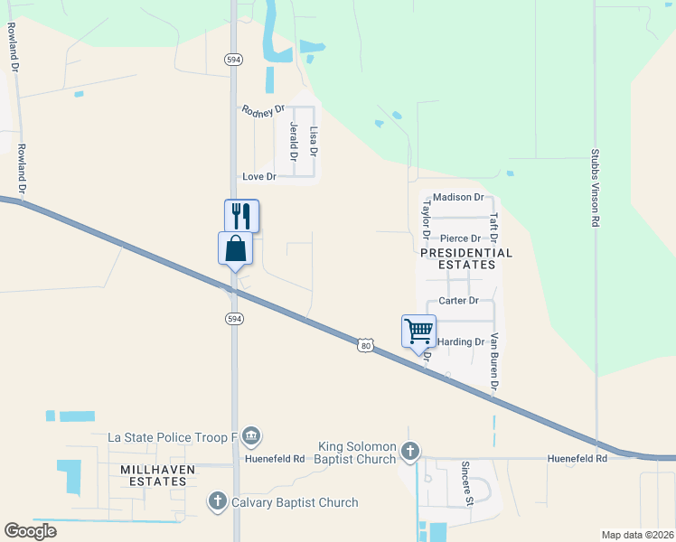 map of restaurants, bars, coffee shops, grocery stores, and more near 28 Town E Dr in Monroe