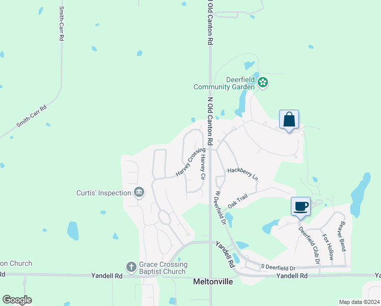 map of restaurants, bars, coffee shops, grocery stores, and more near 190 Harvey Crossing in Canton