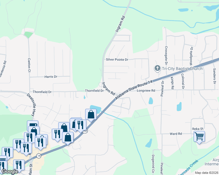 map of restaurants, bars, coffee shops, grocery stores, and more near 3-109 County Road 3 in Millbrook